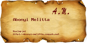 Abonyi Melitta névjegykártya